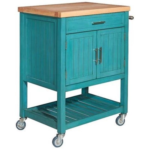 Powell Powell D1008A15T 37 x 30 x 20.33 in. Conrad Kitchen Cart; Teal D1008A15T